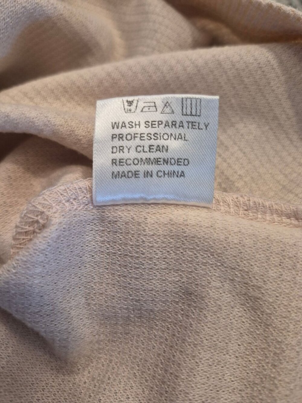 Morhuduck Beige Waffle Knit Hooded Long Sleeve Pullover With Drawstring Size L - Picture 7 of 7